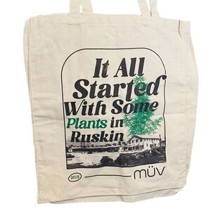 MUV It All Started With Some Plants In Ruskin Canvas Tote Bag Cream Large